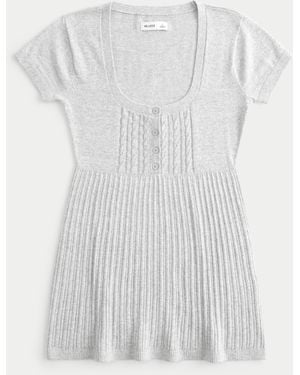 Hollister Short-sleeve Henley Babydoll Top - White