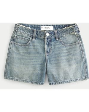Hollister Hollister Andi Adjustable Waist Low-rise Baggy Denim Shorts - Blue