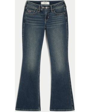 Hollister Low-rise Dark Wash Tab Waist Bootcut Jeans - Blue