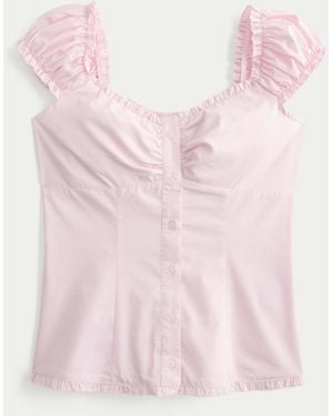Hollister On/off-the-shoulder Ruffle Trim Top - Pink