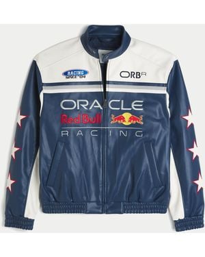 Hollister Oracle Red Bull Racing Graphic Faux Leather Jacket - Blue