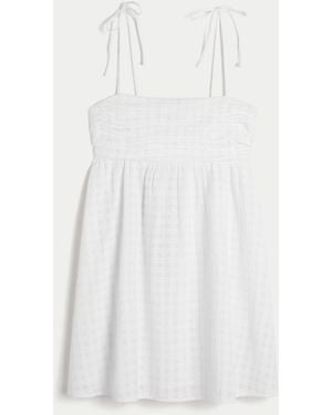 Hollister Babydoll Tie-strap Mini Dress - White