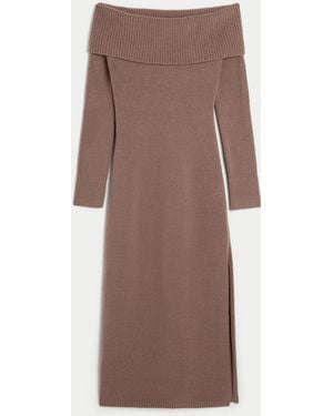 Hollister Off-the-shoulder Midi Jumper Dress - Brown