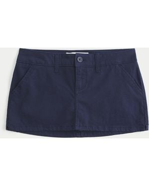 Hollister Ultra Low-rise Twill Micro Mini Skort - Blue