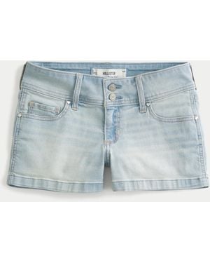 Hollister Low-rise Light Wash Denim Shortie Shorts - Blue