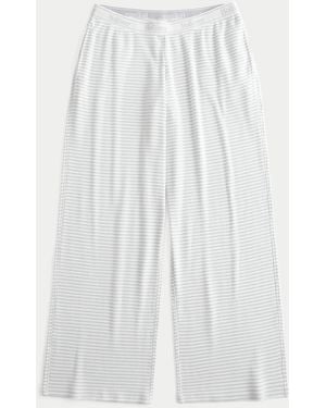 Hollister Cosy Rib Elastic Waist Wide-leg Trousers - White