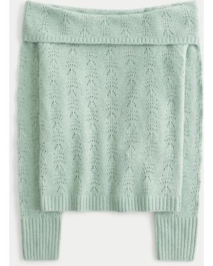 Hollister Fy Cloud Stitchy Off-the-shoulder Jumper - Green
