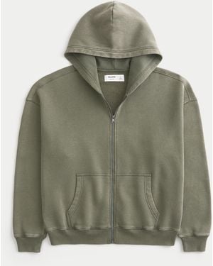 Hollister Hollister Feel Good Boxy Zip-up Hoodie - Green