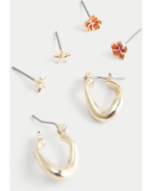 Hollister Hibiscus & Hoop Earring 3-pack - White
