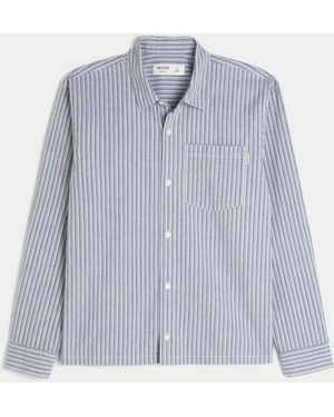 Hollister Boxy Poplin Button Front Shirt - Blue