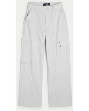 Hollister Ultra High-rise Linen-blend Baggy 3-pocket Cargo Trousers - White