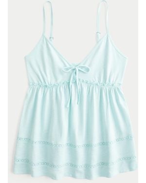 Hollister Easy Tie Front Babydoll Top - Blue