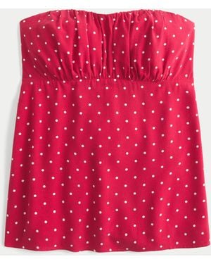Hollister Easy Strapless Babydoll Top - Red