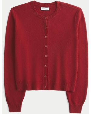 Hollister Lässiger Cardigan mit Rundhalsausschnitt - Rot