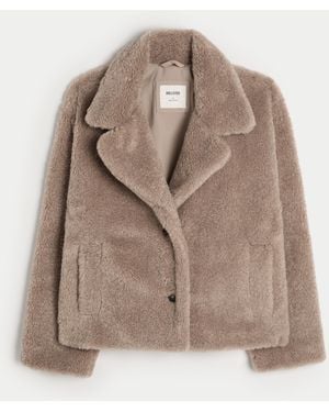 Hollister Sherpa Peacoat - Brown