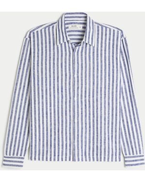 Hollister Relaxed Linen-blend Shirt - Blue