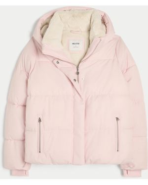 Hollister Faux Fur-lined All-weather Puffer Jacket - Pink