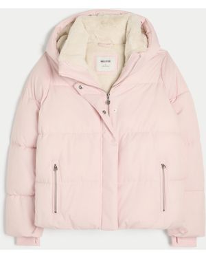 Hollister Faux Fur-lined All-weather Puffer Jacket - Pink
