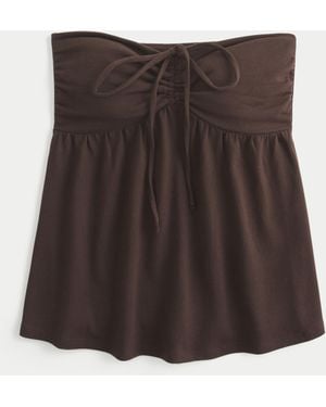 Hollister Strapless Cinched Babydoll Top - Brown