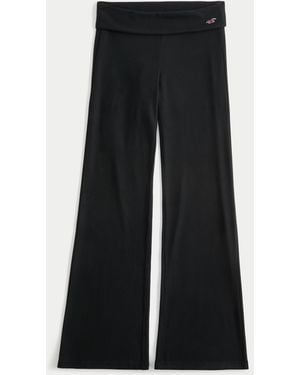 Hollister Always Cosy Foldover Flare Trousers - Black