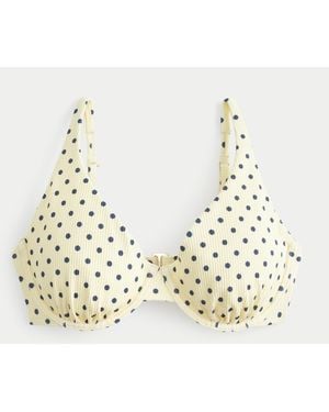 Hollister Curvy High Apex Ribbed Underwire Bikini Top - Metallic