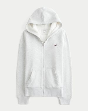 Hollister Faux Fur-lined Zip-up Hoodie - White