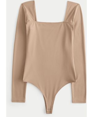 Hollister Long-sleeve Seamless Fabric Square-neck Bodysuit - Black