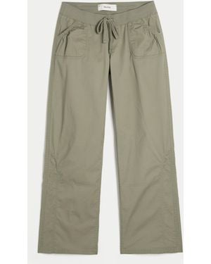Hollister Hollister Remi Ultra Low-rise Poplin Pull-on Trousers - Green
