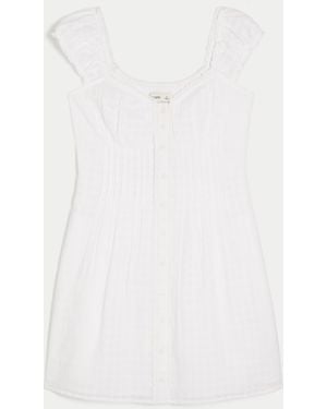 Hollister Cap Sleeve Button Front Mini Dress - White