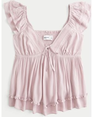 Hollister Easy Handkerchief Hem Babydoll Top - Pink