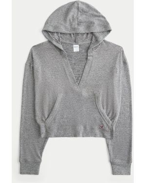 Hollister Always Cosy V-neck Hoodie - Grey
