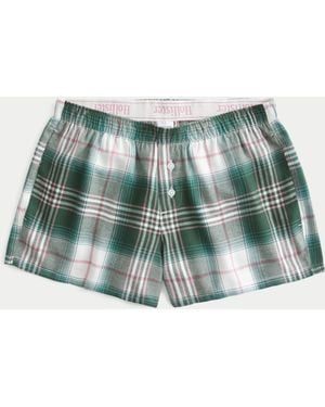 Hollister Flannel Boxer Shorts - Green