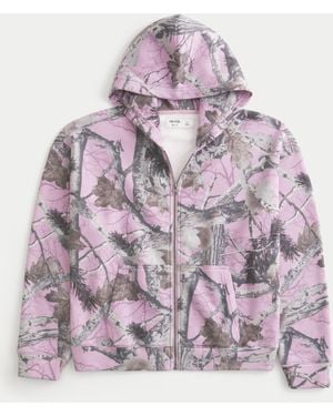 Hollister Boxy Camo Zip-up Hoodie - Pink