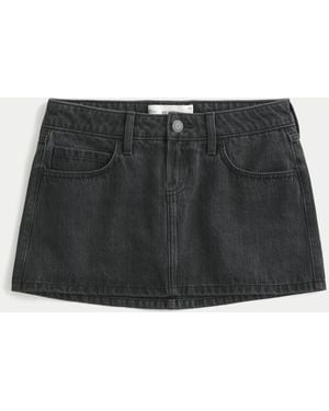 Hollister Curvy Low-rise Denim Mini Skort - Black