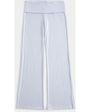 Hollister Cosy Knit Foldover Waist Sleep Trousers - Blue