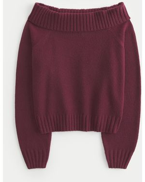 Hollister Easy Foldover Off-the-shoulder Jumper - Purple