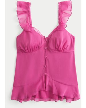 Hollister Easy Chiffon Babydoll Top - Pink