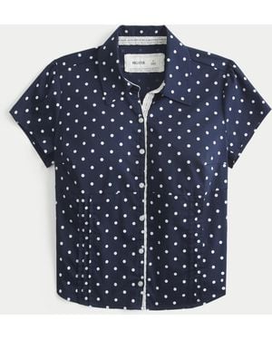 Hollister Short-sleeve Button Front Shirt - Blue