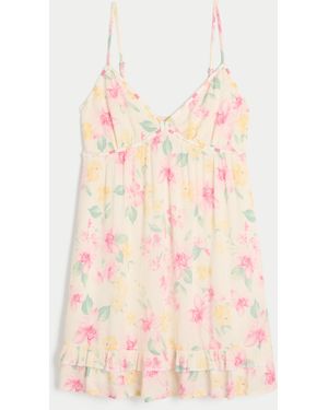 Hollister Rope Trim Babydoll Mini Dress - Pink
