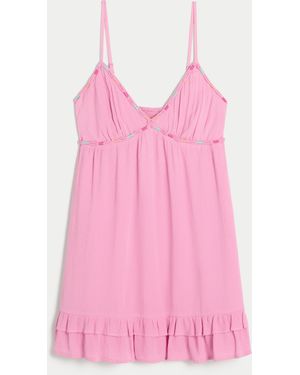Hollister Rope Trim Babydoll Mini Dress - Pink