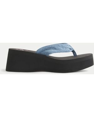 Hollister Denim Strap Platform Flip Flops - Blue