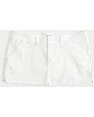 Hollister Ultra Low-rise Twill Micro Mini Skort - White