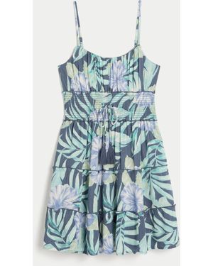 Hollister Shimmer Smocked Mini Dress - Blue