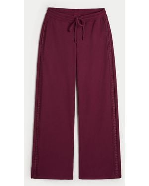Hollister Gilly Hicks Straight Hosen mit Waffelmuster und Spitze - Lila