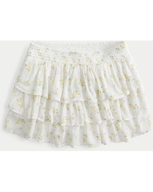Hollister Tiered Ruffle Mini Skort - White