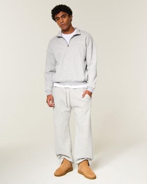 Hollister Hollister Feel Good Sweatshirt im Boxy Fit mit Viertelreißverschluss und Logo - Weiß