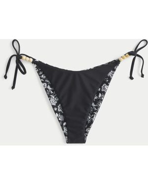 Hollister Reversible Side Tie Cheeky Bikini Bottom - Black