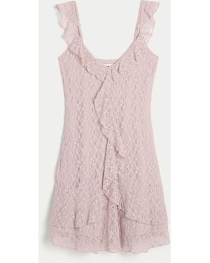 Hollister Lace Ruffle Mini Dress - Pink
