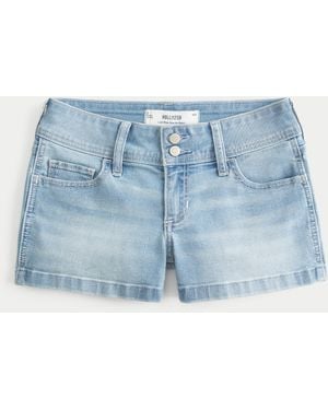 Hollister Low-rise Medium Wash Denim Shortie Shorts - Blue