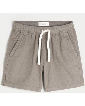 Hollister Mid-thigh Linen-blend Pull-on Shorts - Grey